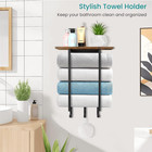 Towel Racks For Bathroom Wall Mounted  Towel Holder With Wooden Shelf And 3 Hook