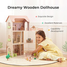 Wooden Dollhouse With 60 Pcs Luxurious Furniture Accessories  Including 4 Dolls