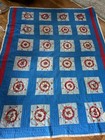 Vintage Antique Handmade Cutter Quilt Star Pattern Red White Blue Americana