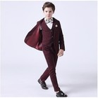 3 Pieces Kids Boys Blazer Vest Pants Party Set Formal Long Sleeve Red 5-6 Y o 
