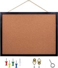 Black Cork Board Bulletin Board  14 6 x 11  Cork Board  Oak Wood Finish Frame  W