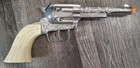 Vintage Pony Boy 10  Western Diecast Chrome Body Cream Grip Cap Gun Toy Pistol 