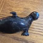 Antique Inuit Eskimo Soapstone Seal Carving 5in Canada