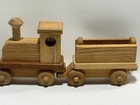 Wooden Train Set 7 Cars Engine   Caboose Connectible Movable Waldorf Compatible