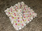 Carter s White Bear Floral flowers Rattle Satin Ruffle Security Blanket lovey