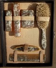 Vintage Celluloid Vanity Set Hairbrush  Mirror  Comb  Nail Buff  Trinket Boxes