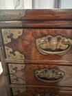 Vintage Korean Elm Apothecary Chest   Jewelry Cabinet     5 Drawer Brass Hardware