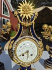 Rare Antique French Empire Jeweled Mystery Lyre Mantel Clock