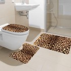 Brown Leopard Cheetah Print Bathroom Set With Shower Curtain And Rugs