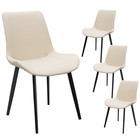 4 Pcs Beige Pu Dining Chairs With Metal Legs  Modern Indoor Chairs