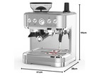 Espresso Coffee Machine With Grinder 15 Bar 250g Bean Hopper  Double Cup Brewing