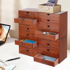 Brown 4pcs 4 Tiers Wooden Desktop Organizer Wooden Storage Box Drawer Organizer