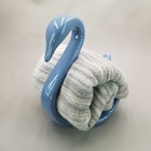 Vtg 80s Bathroom Vanity Set Blue Decor Swan Towel Holder Trash Can Soap Cup