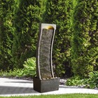 Indoor outdoor Curved Waterfall Fountain With Led Lights In Faux Slate