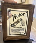 Vintage Victor His Masters Voice Advertising Mirror Nipper Dog Victrola Rca Rare