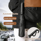 Windproof Umbrella  Compact Reverse Folding With Carabiner Handle  Uv   Rain Pro