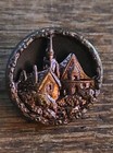 Antique Victorian Picture Sewing Button Castle Cathedral Spire