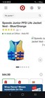 Speedo Pfd Life Jacket Vest Youth 50-90 Lbs Anti-microbial Checkered New