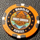 Kona Hd  Waikoloa  Hawaii  orange black Wide Print  Harley Davidson Poker Chip