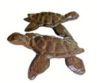 Set Of 2 Sea Turtle Cast Iron Figurines Nautical Tropical Beach Home Decor 3  L