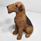 1987 Vintage Stone Critter Airedale Terrier Sitting By Udc Signed Ja Sc-236