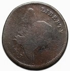 1797 Liberty Cap Half Cent - 1 Above 1  c-1   Rim Damage  Us 1 2c Copper Coin