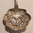 Antique Sterling Silver Sugar Sifter Spoon Ornate Pierced Scalloped Shell Bowl