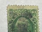 Us Stamp 1861-62 Scott  68 Green 10 Cents Used Hinged Strange Margins