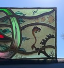 Vintage Dutch Stained leaded Glass Panel By Lea Steppe Sea Life Themed