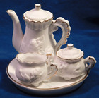 Vintage Miniature Floral White Tea Set  6 Piece Porcelain Bisque Tea Service