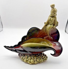 Vtg  Hull Pottery Ebb Tide Cornucopia W  Mermaid E-3  Chartreuse And Wine  Mcm
