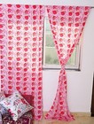 Cotton Window Curtains  Floral Print Pink Linen 2 Pannel Set Bedroom  livingroom