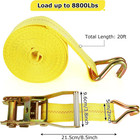 Heavy Duty Ratchet Straps 2 Inch Webbing 20ft Cargo Tie Down With Double J Hooks