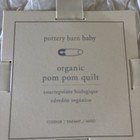 Pottery Barn Baby Organic Pom Pom Quilted Crib Toddler Bedding Quilt Blue New