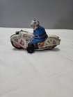 Vintage Litho Tin Toy Police Patrol  Tin Friction Motorcycle  Japan