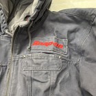 Snap-on Hooded Full Zip Jacket Quilted Lining Flag Patch Blue Xl Mechanic