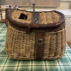 Vintage Fishing Creel With Leather Trim Perfect Cabin Decor Piece