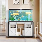 120 Gal Fish Tank Stand With Storage   Power Outlets  Barn Door  White