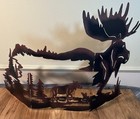 Large Light Metal Foldable Vintage Moose Fireplace Screen Or Wall Decor - Rustic