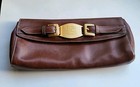 Vintage Enrico Coveri Firenze Brown Leather Clutch   Made In Italy   Ec Logo   