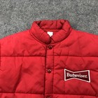 Vintage Budweiser Vest Mens Xl Red Puffer Quilted Made Usa Beer Promo 80s
