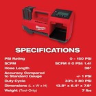 Milwaukee Tool 2848-20 M18 Cordless Inflator  150 Psi Max   36 In Hose Length 