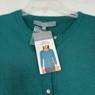 Berkley Jensen Lurex Cardigan Green Sparkle Gem Button Up Medium