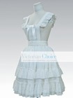 Victorian Vintage Sweet Lolita White Cotton Lace Maid Apron Skirt Bib Cosplay