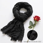 Women Summer Cotton Linen Scarf Crinkle Long Beach Shawl Wrap Hijab With Fringe