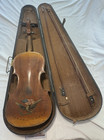 1850 s Civil War Violin With Carved Lion Head Scroll - American Flag Over Eagle
