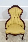 Lf70433  Pair Of Walnut Victorian Style Tufted Parlor Chairs