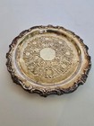 Vintage Silver Plated Coasters Set Of 4 Ornate Scalloped Embossed Patina 3 5 In