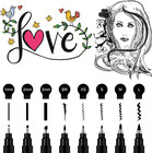 8-size Calligraphy Set     Calligraphy Markers Black Archival Ink Pens For Hand Le