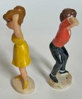 1960s Vintage Wilton Plastic Cake Toppers Figurine Pony Tail Girl Boy Teens Gogo